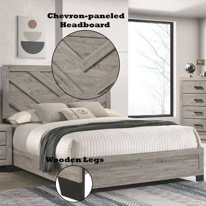 Mari Light Gray Finish 5Pcs Bedroom Set (Queen bed, Dresser, Chest, Nightstand, Mirror) - 1st Choice Furniture Direct