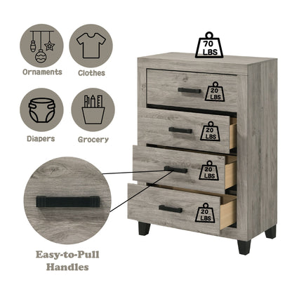 Mari Light Gray Finish 5Pcs Bedroom Set (Queen bed, Dresser, Chest, Nightstand, Mirror) - 1st Choice Furniture Direct