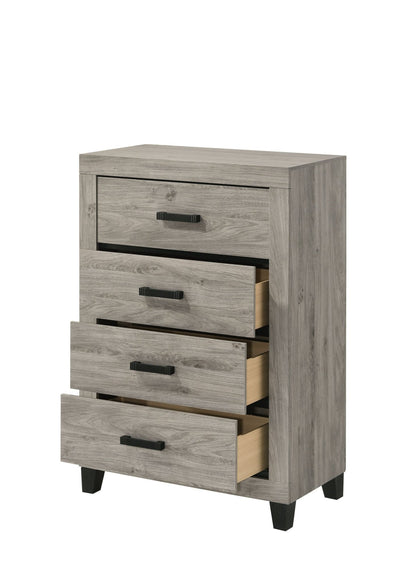 Mari Light Gray Finish 5Pcs Bedroom Set (Queen bed, Dresser, Chest, Nightstand, Mirror) - 1st Choice Furniture Direct
