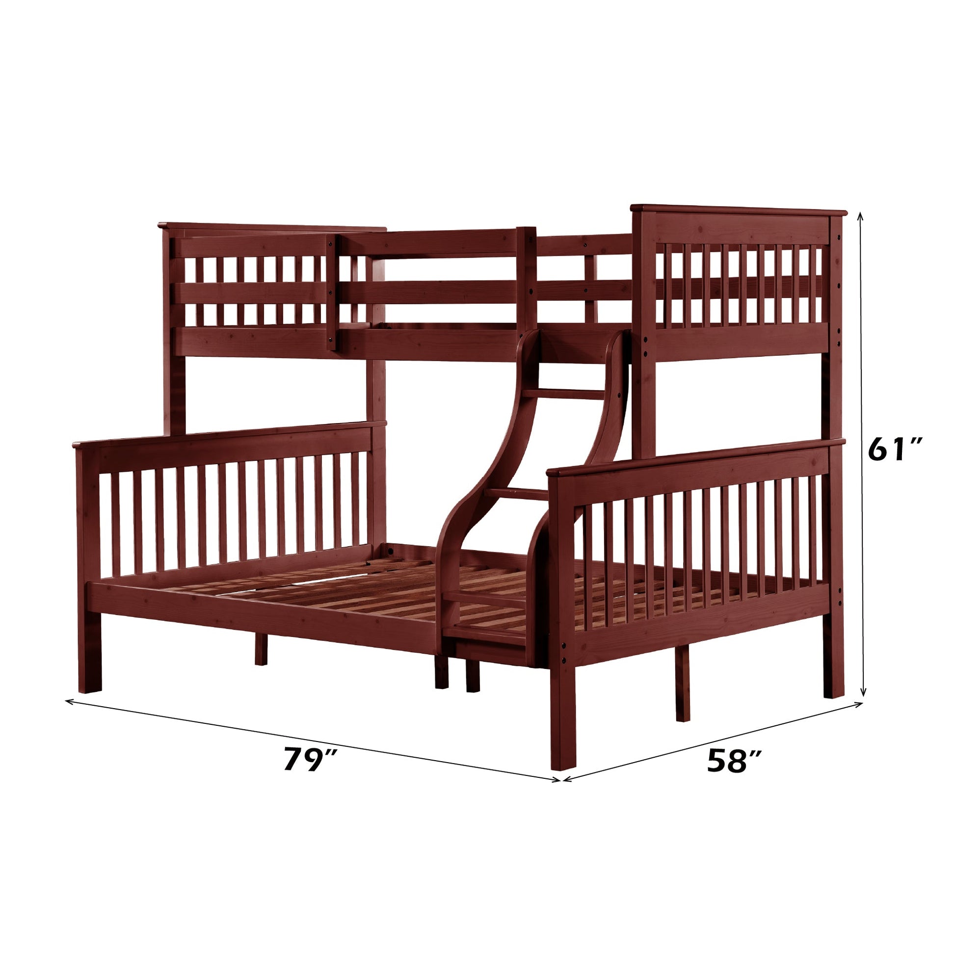 Marita Cherry Bunk Bed (Twin /Full ) - 1st Choice Furniture Direct