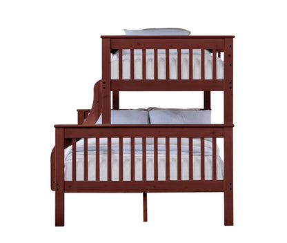 Marita Cherry Bunk Bed (Twin /Full ) - 1st Choice Furniture Direct