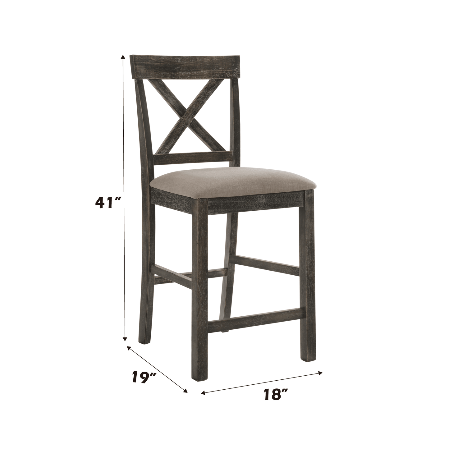 Martha II Tan Linen & Weathered Gray Finish Counter Height Chair (Set of 2) - 1st Choice Furniture Direct