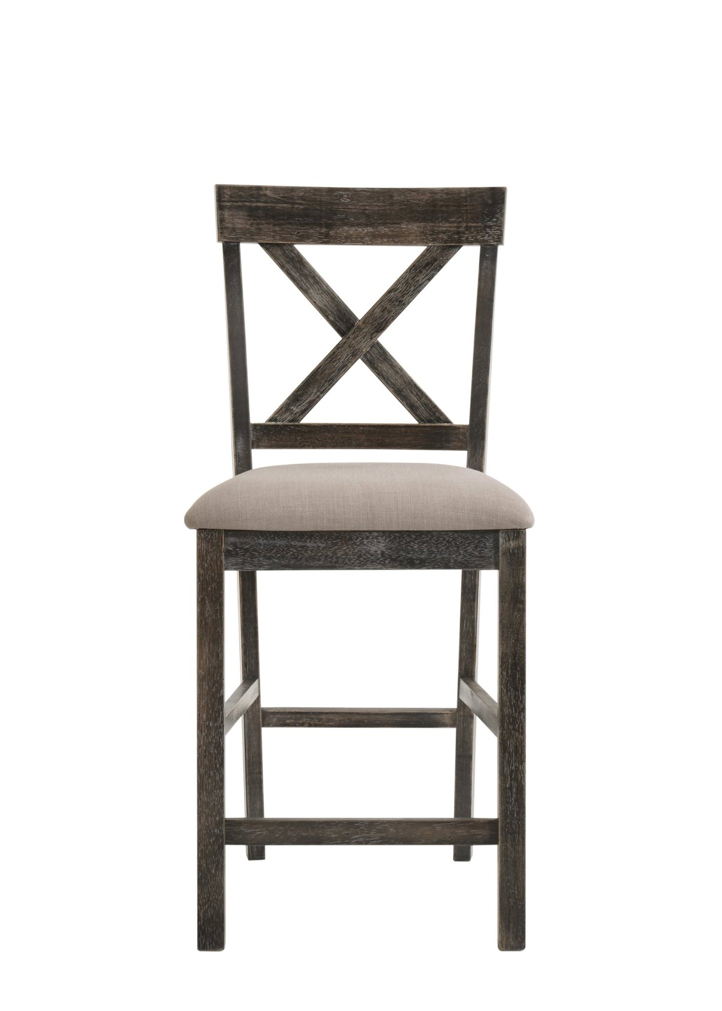 Martha II Tan Linen & Weathered Gray Finish Counter Height Chair (Set of 2) - 1st Choice Furniture Direct