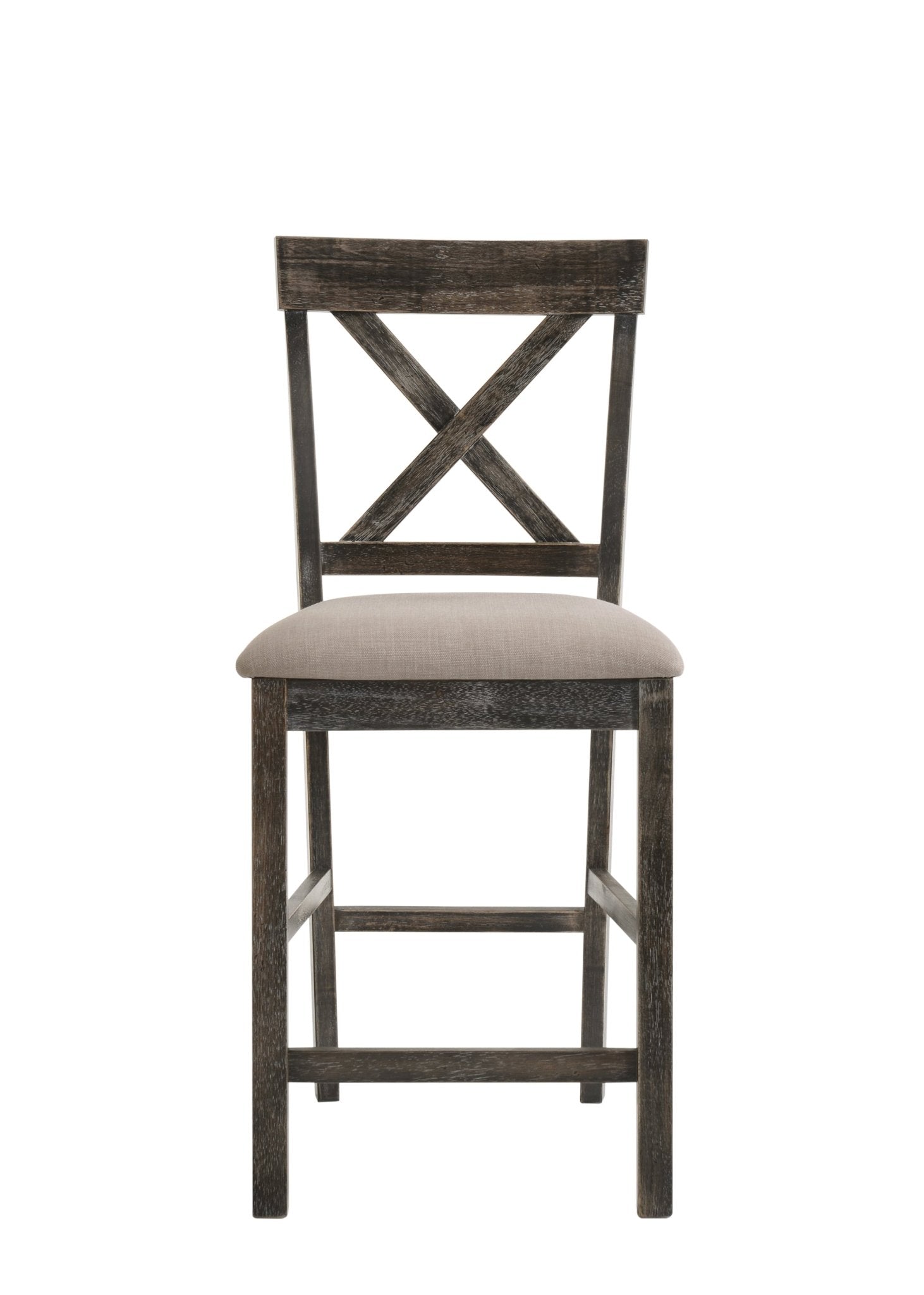 Martha II Tan Linen & Weathered Gray Finish Counter Height Chair (Set of 2) - 1st Choice Furniture Direct