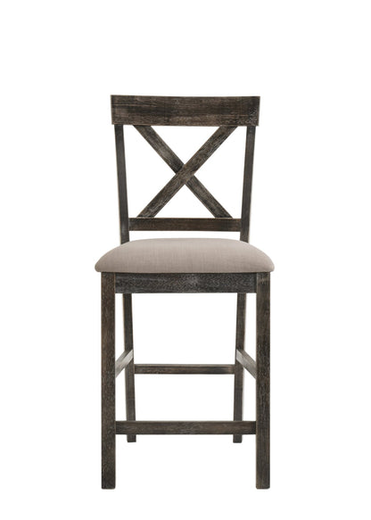 Martha II Tan Linen & Weathered Gray Finish Counter Height Chair (Set of 2) - 1st Choice Furniture Direct