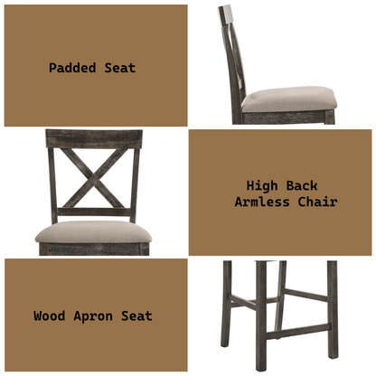 Martha II Tan Linen & Weathered Gray Finish Counter Height Chair (Set of 2) - 1st Choice Furniture Direct