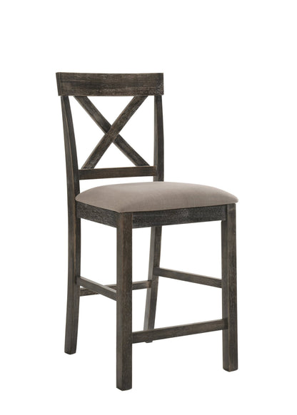 Martha II Tan Linen & Weathered Gray Finish Counter Height Chair (Set of 2) - 1st Choice Furniture Direct