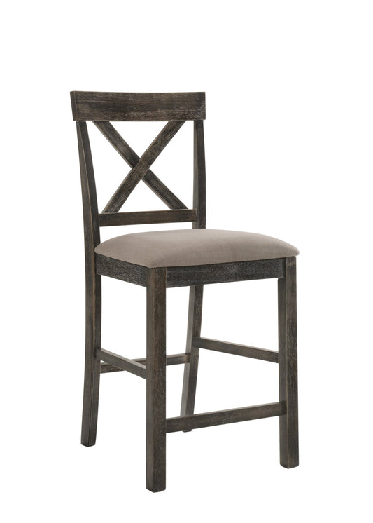 Martha II Tan Linen & Weathered Gray Finish Counter Height Chair (Set of 2) - 1st Choice Furniture Direct