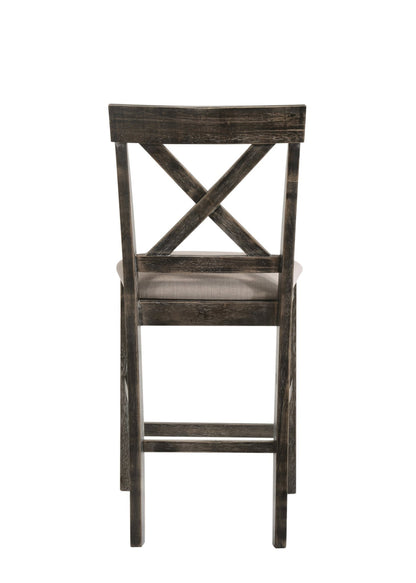 Martha II Tan Linen & Weathered Gray Finish Counter Height Chair (Set of 2) - 1st Choice Furniture Direct
