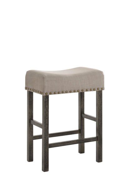 Martha II Tan Linen & Weathered Gray Finish Counter Height Stool (Set of 2) - 1st Choice Furniture Direct