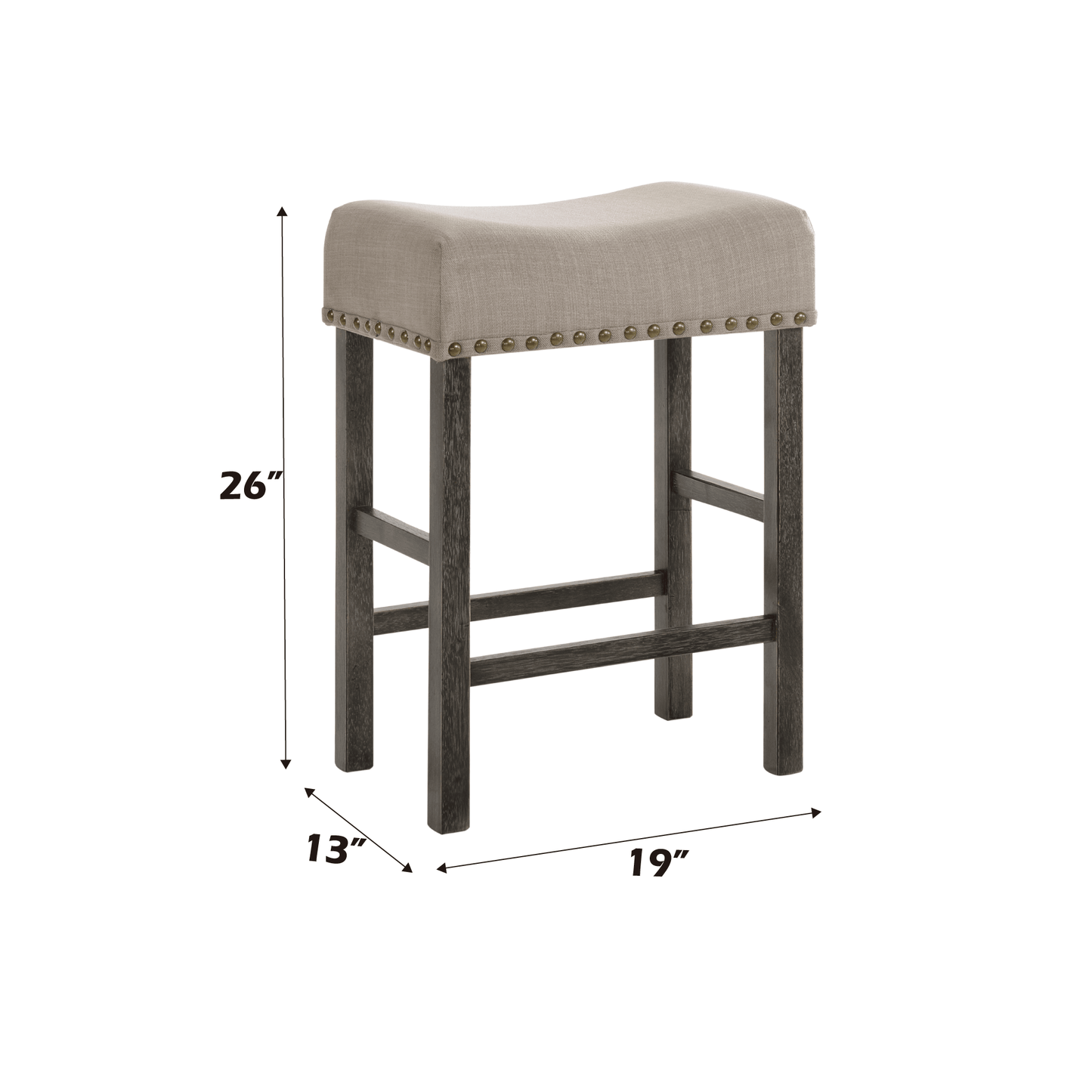 Martha II Tan Linen & Weathered Gray Finish Counter Height Stool (Set of 2) - 1st Choice Furniture Direct