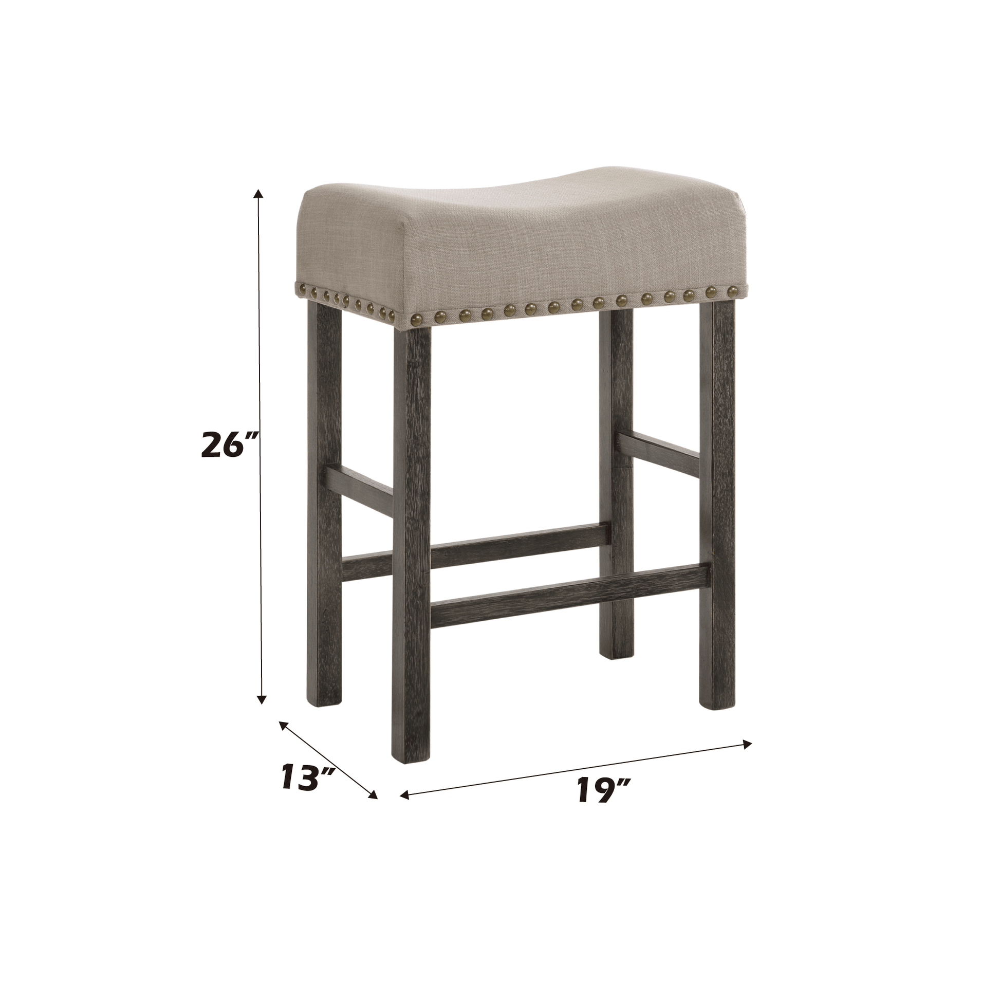 Martha II Tan Linen & Weathered Gray Finish Counter Height Stool (Set of 2) - 1st Choice Furniture Direct