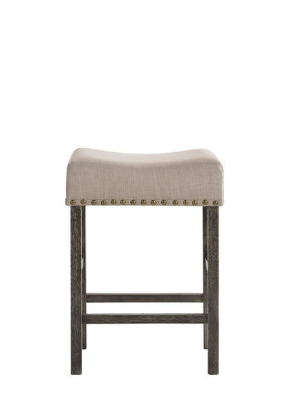 Martha II Tan Linen & Weathered Gray Finish Counter Height Stool (Set of 2) - 1st Choice Furniture Direct
