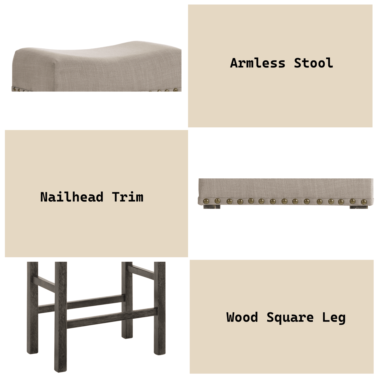 Martha II Tan Linen & Weathered Gray Finish Counter Height Stool (Set of 2) - 1st Choice Furniture Direct