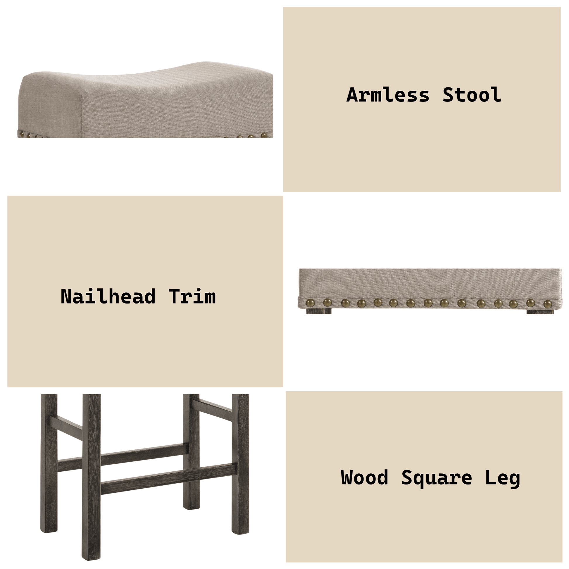 Martha II Tan Linen & Weathered Gray Finish Counter Height Stool (Set of 2) - 1st Choice Furniture Direct