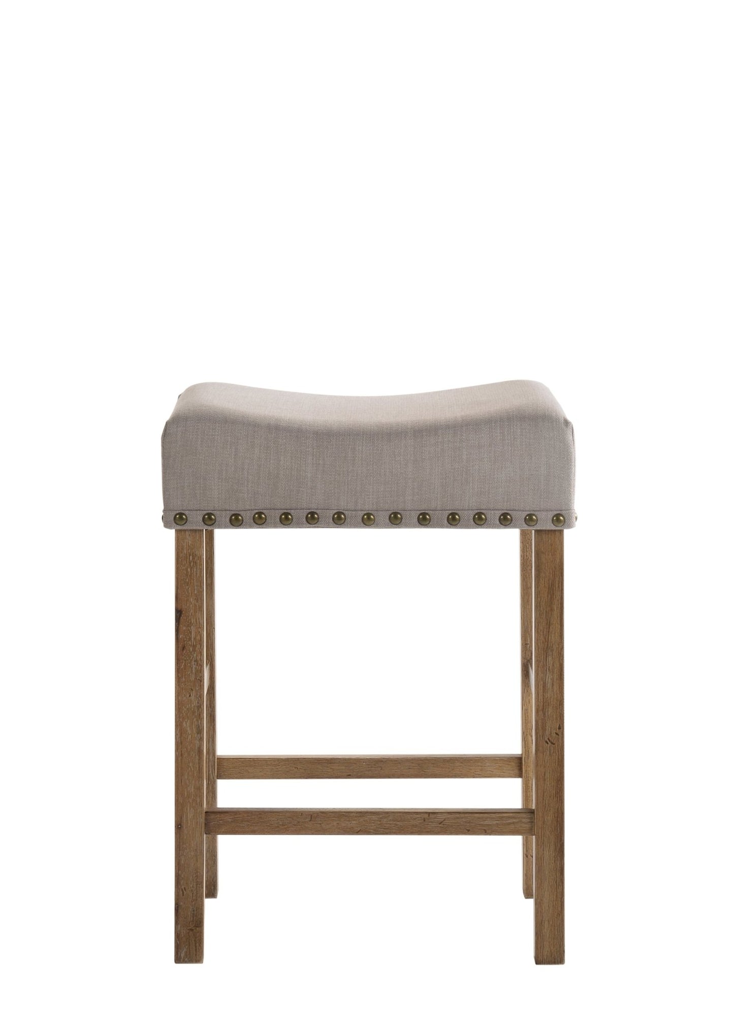 Martha II Tan Linen & Weathered Oak Finish Counter Height Stool (Set of 2) - 1st Choice Furniture Direct