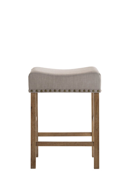 Martha II Tan Linen & Weathered Oak Finish Counter Height Stool (Set of 2) - 1st Choice Furniture Direct
