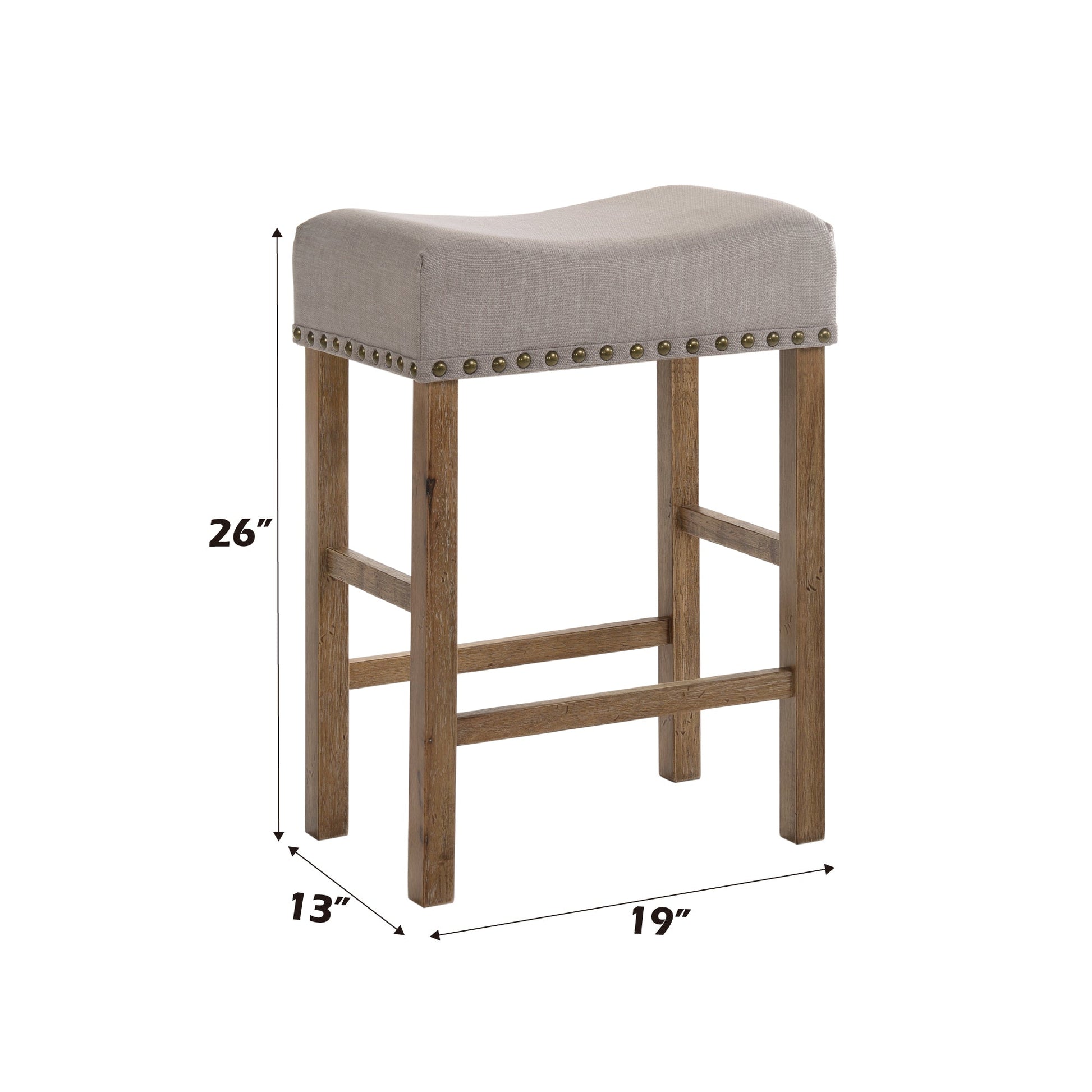 Martha II Tan Linen & Weathered Oak Finish Counter Height Stool (Set of 2) - 1st Choice Furniture Direct