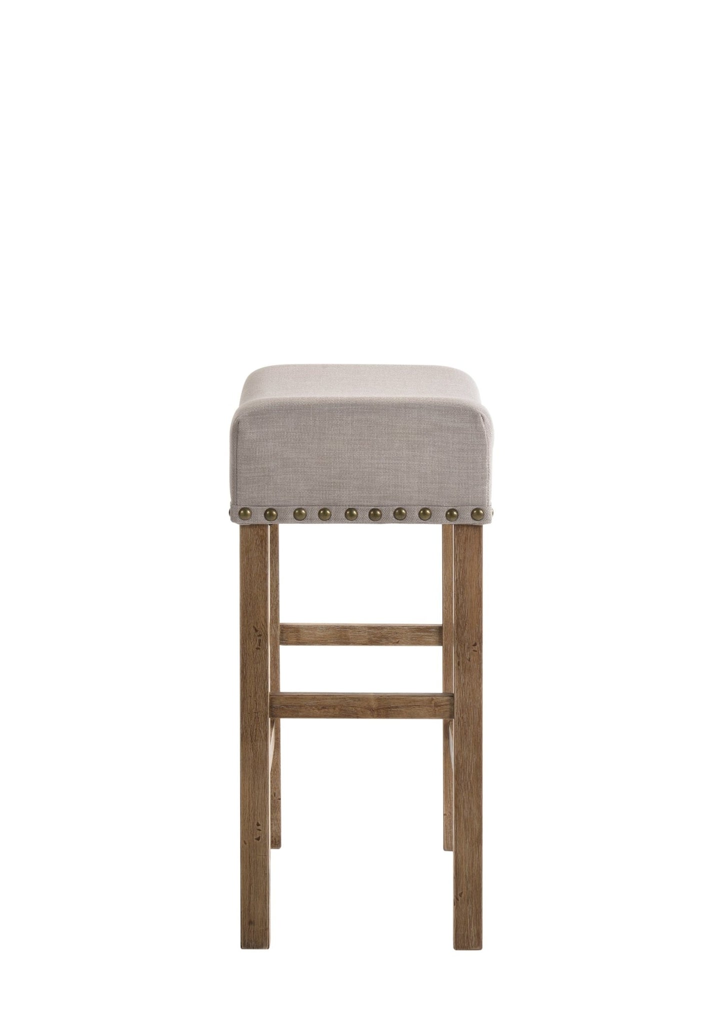 Martha II Tan Linen & Weathered Oak Finish Counter Height Stool (Set of 2) - 1st Choice Furniture Direct