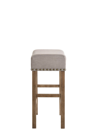 Martha II Tan Linen & Weathered Oak Finish Counter Height Stool (Set of 2) - 1st Choice Furniture Direct