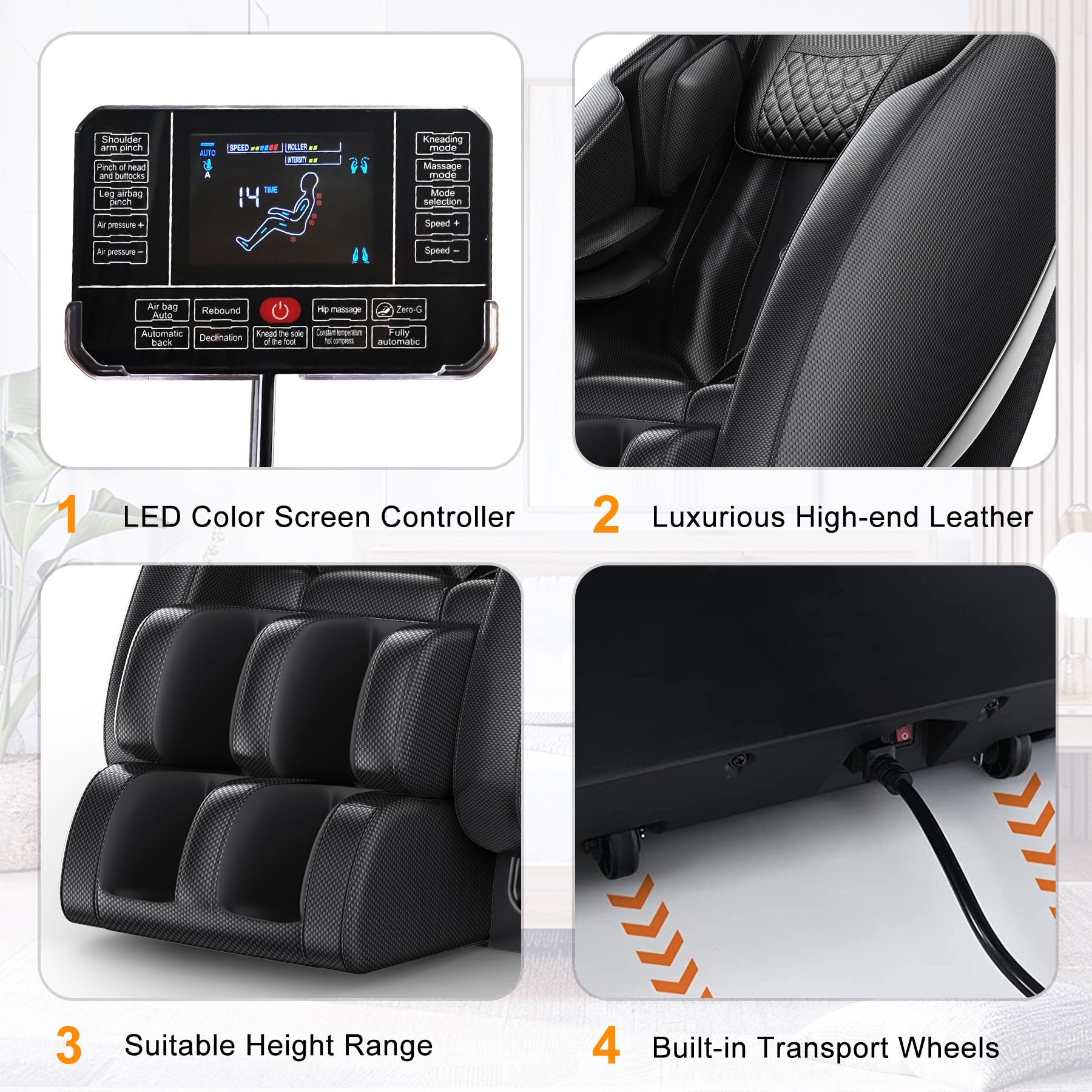 Massage Chair Recliner with Zero Gravity with Full Body Air Pressure - 1st Choice Furniture Direct