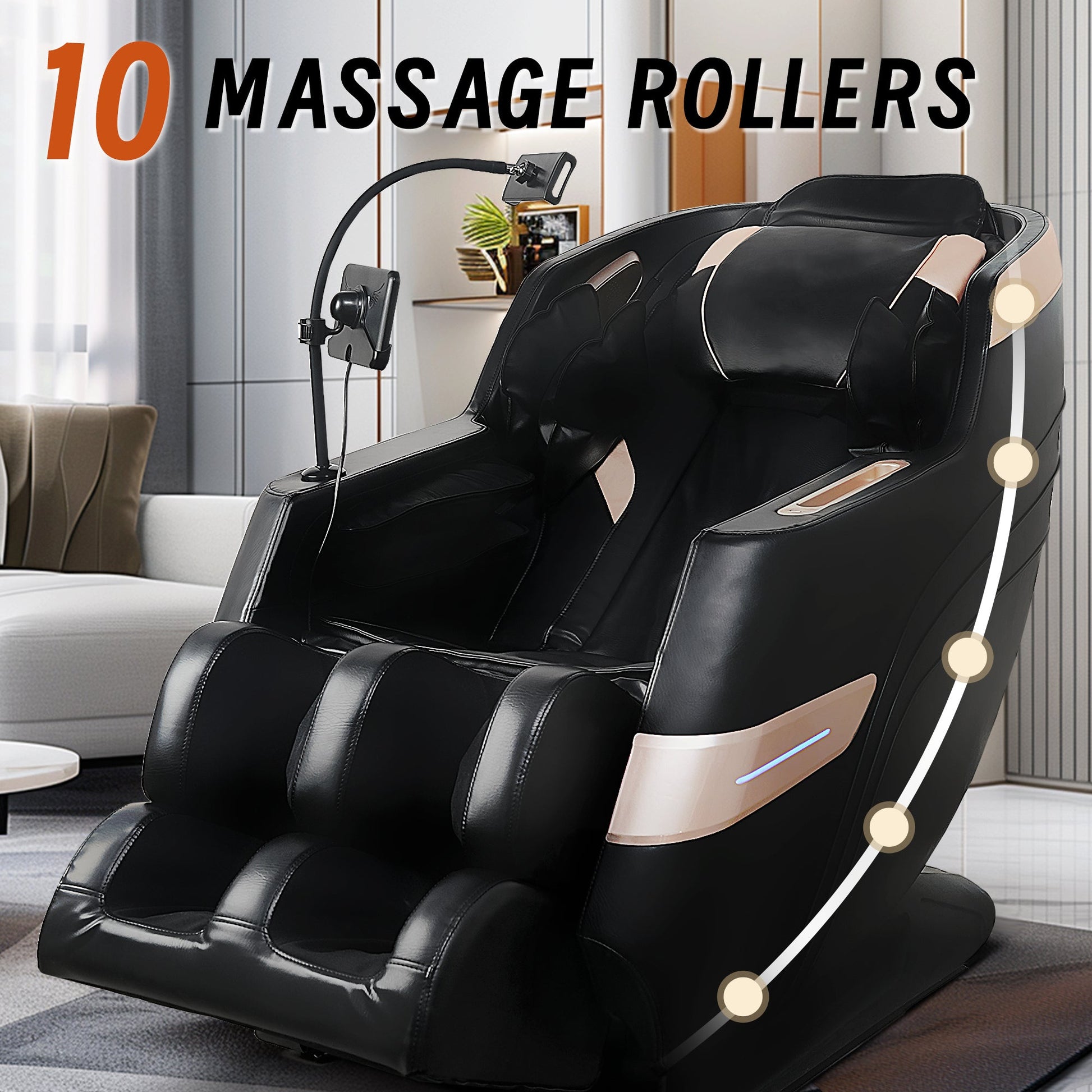 Massage Chair with Bluetooth Connectivity and Speakers Ideal for Home and Office Use Features Zero - Gravity Reclining and Full - Body Air Pressure Massage Dimensions: 55D x 27W x 47H inches Black Model - 1st Choice Furniture Direct