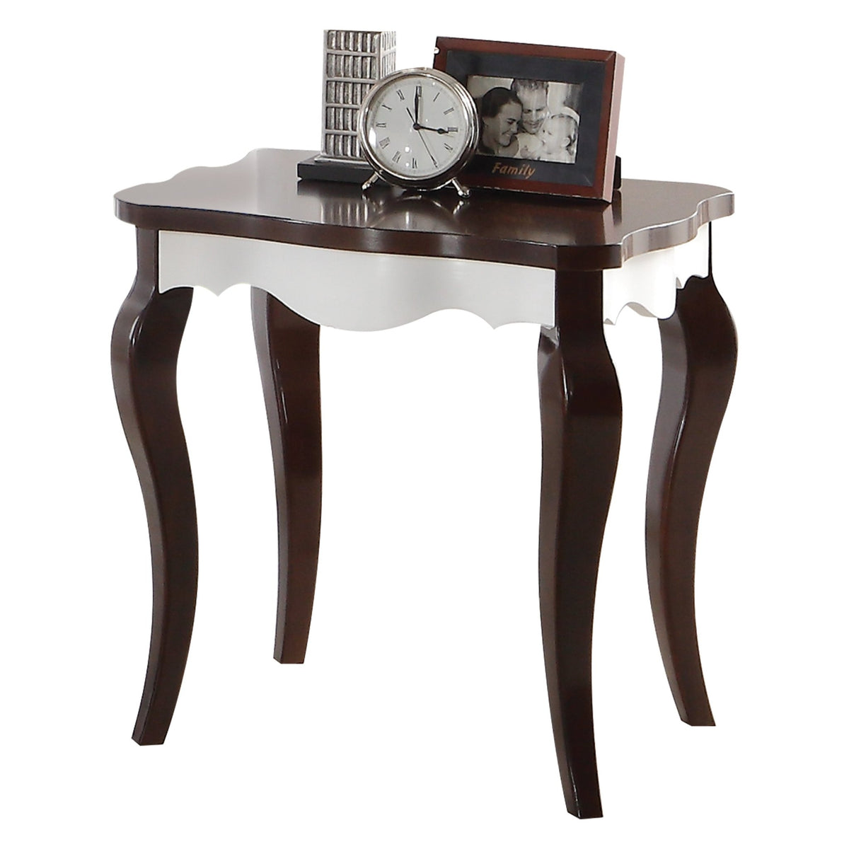 Mathias White & Walnut Finish End Table - 1st Choice Furniture Direct