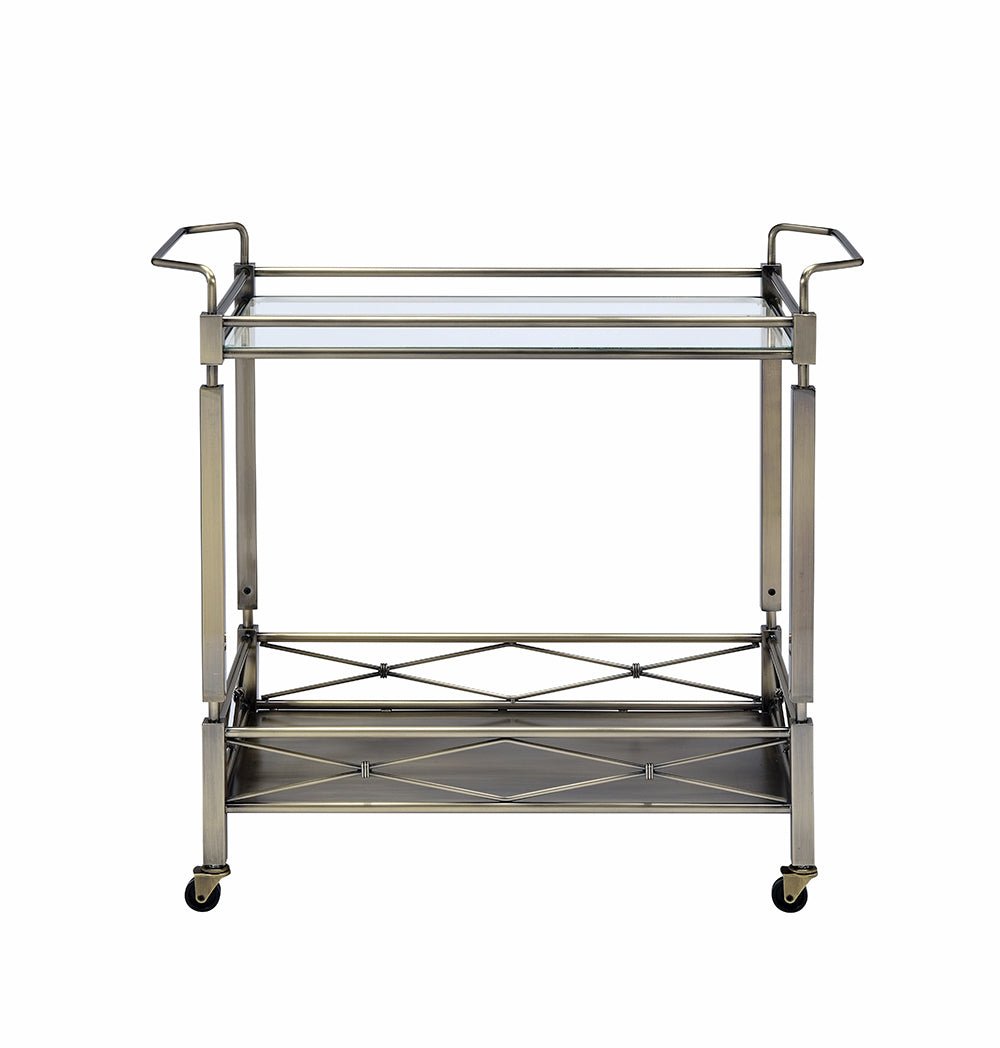 Matiesen Clear Glass & Antique Gold Finish Serving Cart - 1st Choice Furniture Direct