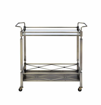 Matiesen Clear Glass & Antique Gold Finish Serving Cart - 1st Choice Furniture Direct