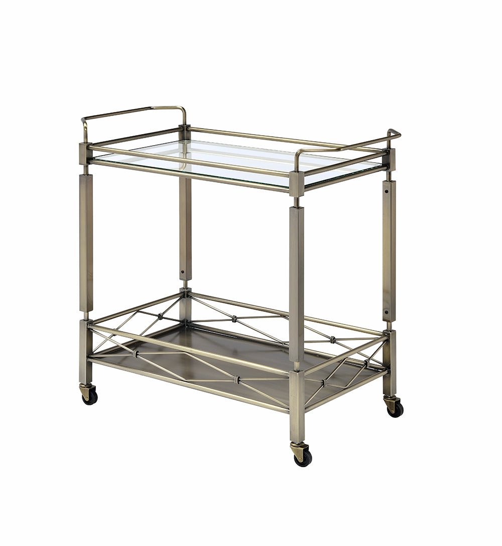 Matiesen Clear Glass & Antique Gold Finish Serving Cart - 1st Choice Furniture Direct