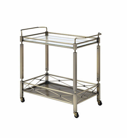 Matiesen Clear Glass & Antique Gold Finish Serving Cart - 1st Choice Furniture Direct