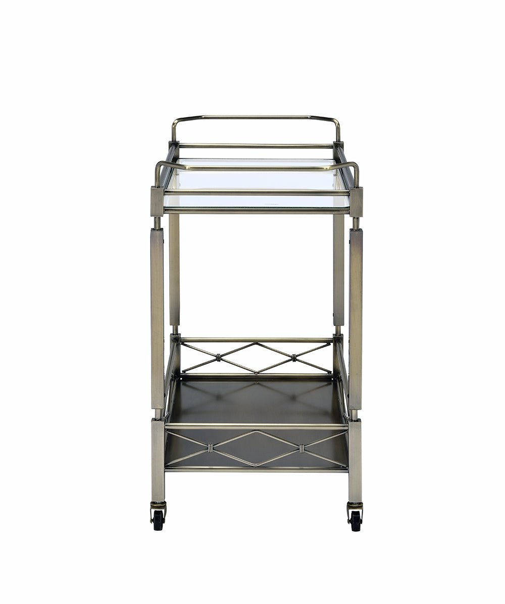 Matiesen Clear Glass & Antique Gold Finish Serving Cart - 1st Choice Furniture Direct
