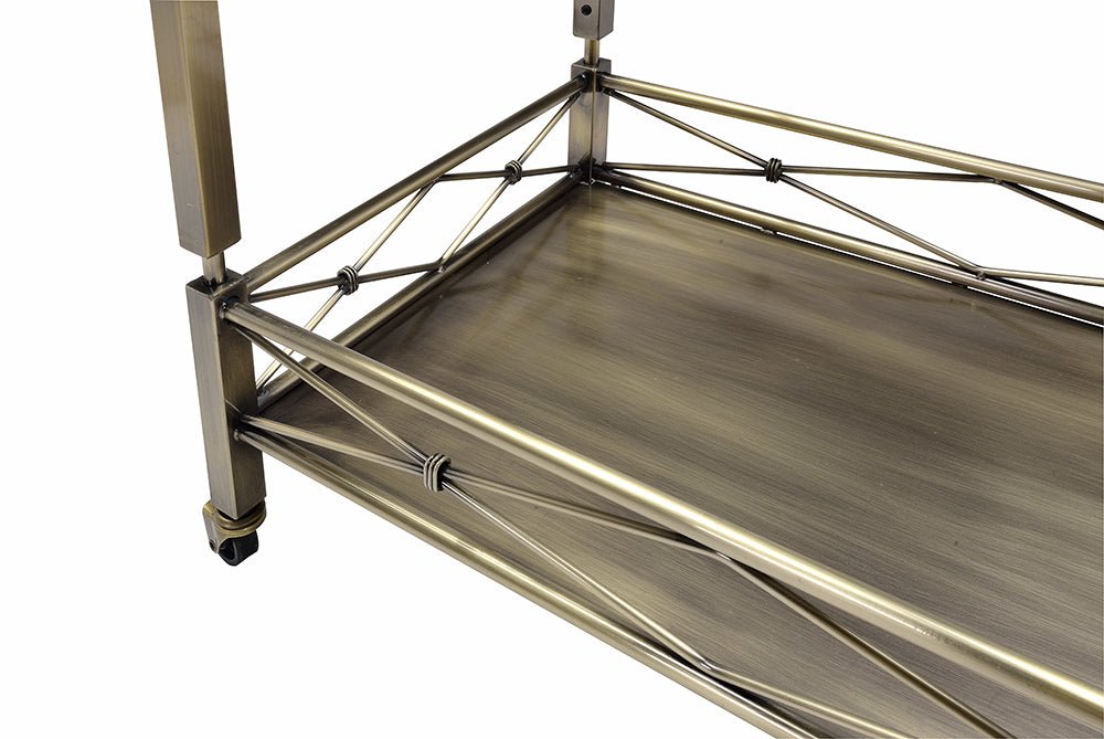 Matiesen Clear Glass & Antique Gold Finish Serving Cart - 1st Choice Furniture Direct