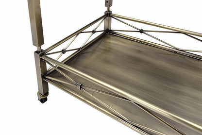 Matiesen Clear Glass & Antique Gold Finish Serving Cart - 1st Choice Furniture Direct