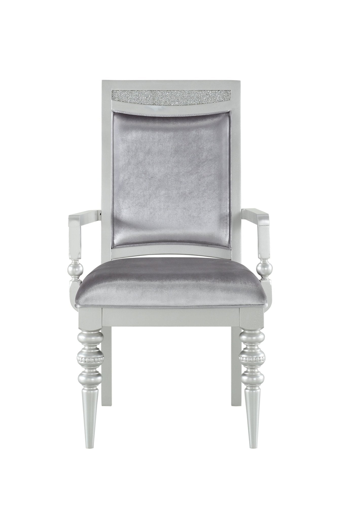 Maverick Fabric & Platinum Finish Arm Chair (Set of 2) - 1st Choice Furniture Direct
