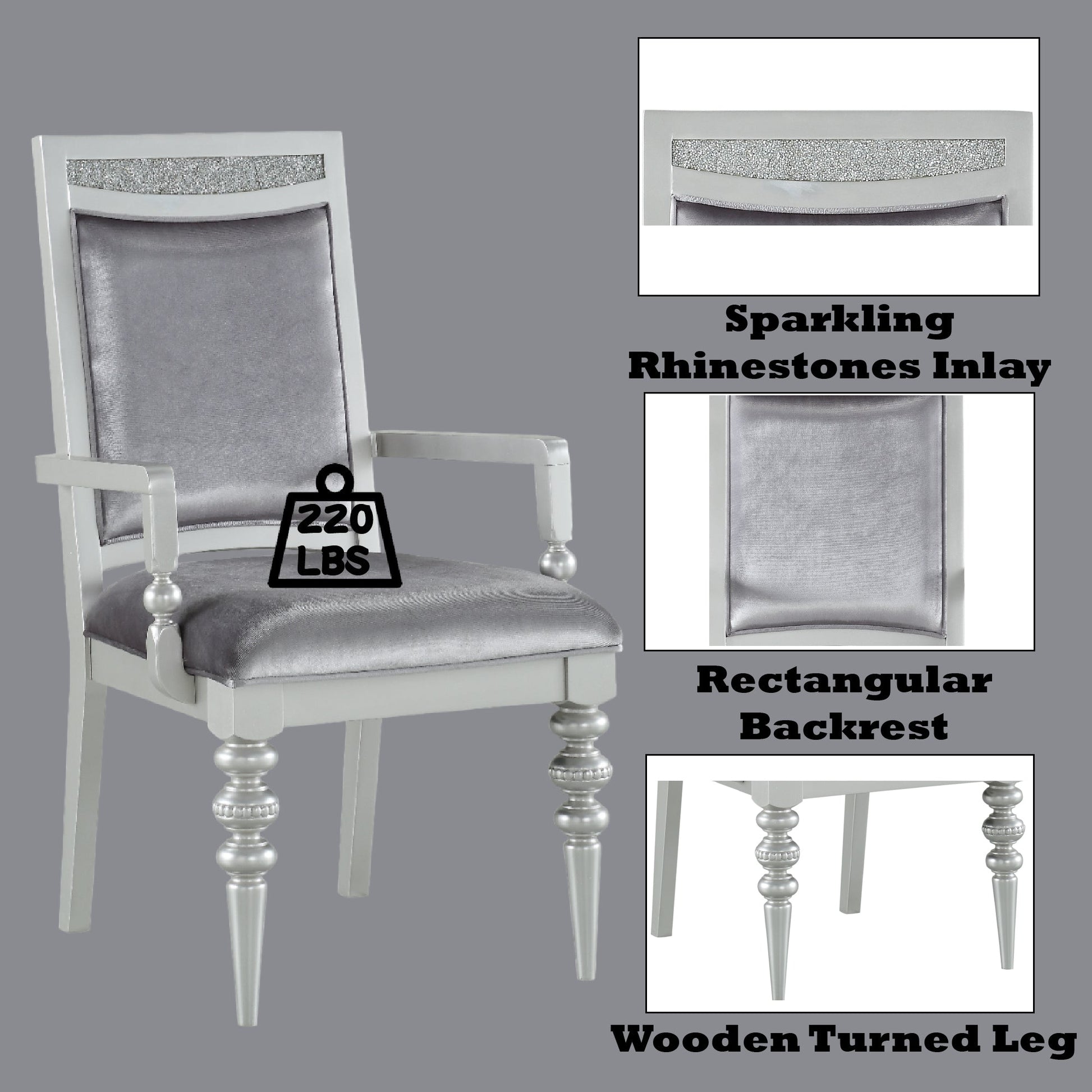 Maverick Fabric & Platinum Finish Arm Chair (Set of 2) - 1st Choice Furniture Direct
