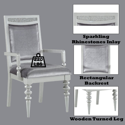 Maverick Fabric & Platinum Finish Arm Chair (Set of 2) - 1st Choice Furniture Direct