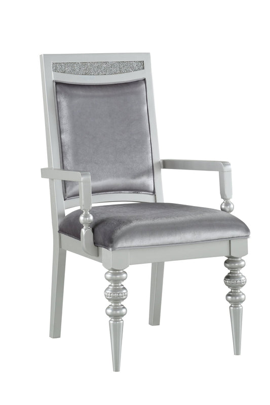 Maverick Fabric & Platinum Finish Arm Chair (Set of 2) - 1st Choice Furniture Direct