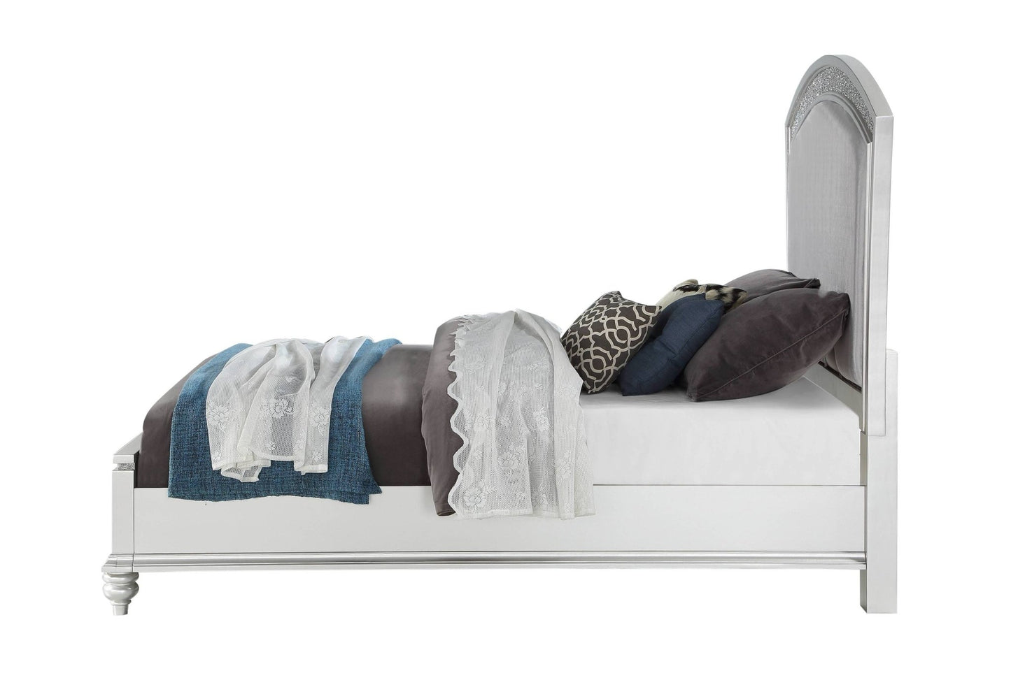 Maverick Fabric & Platinum Finish E. King Bed - 1st Choice Furniture Direct