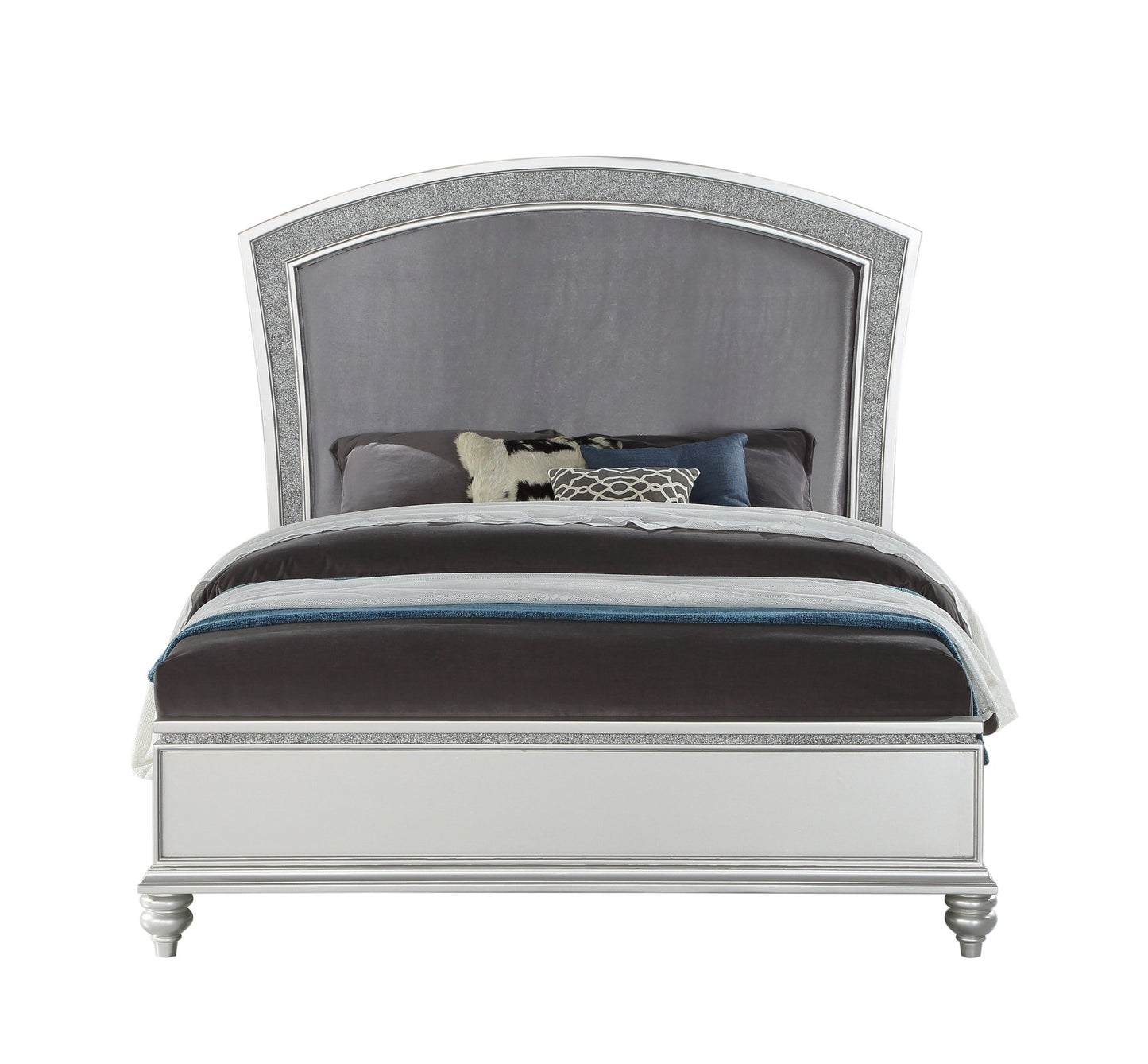 Maverick Fabric & Platinum Finish Queen Bed - 1st Choice Furniture Direct