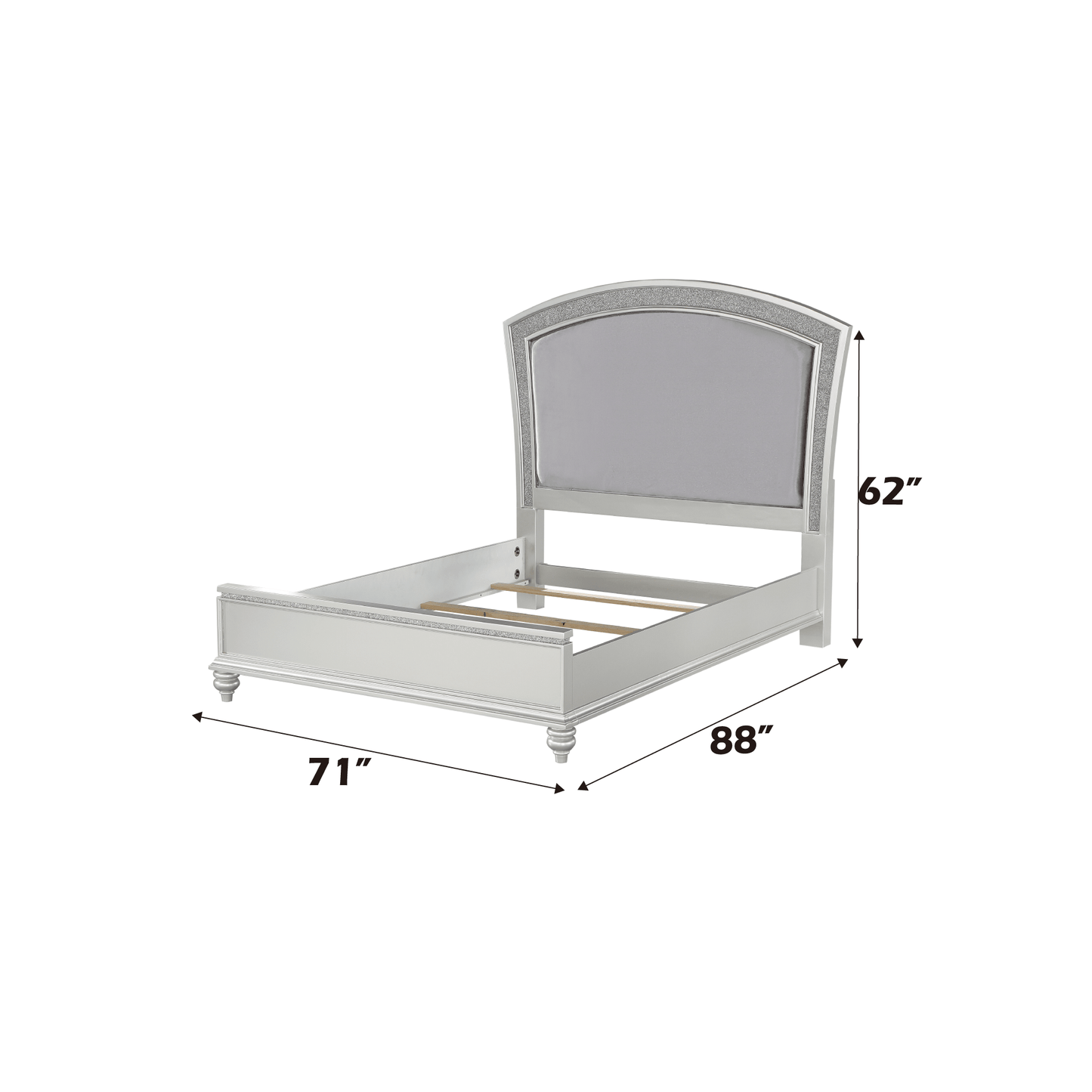 Maverick Fabric & Platinum Finish Queen Bed - 1st Choice Furniture Direct