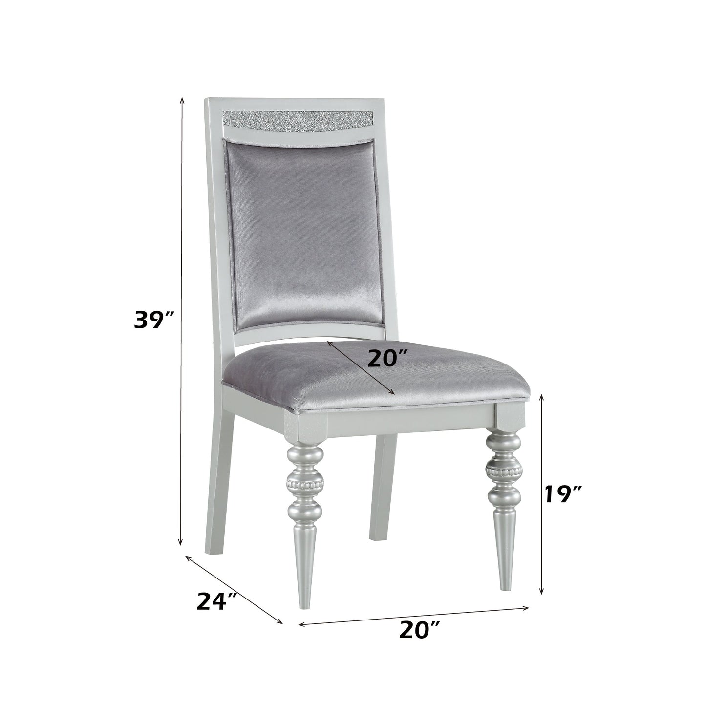 Maverick Fabric & Platinum Finish Side Chair (Set of 2) - 1st Choice Furniture Direct