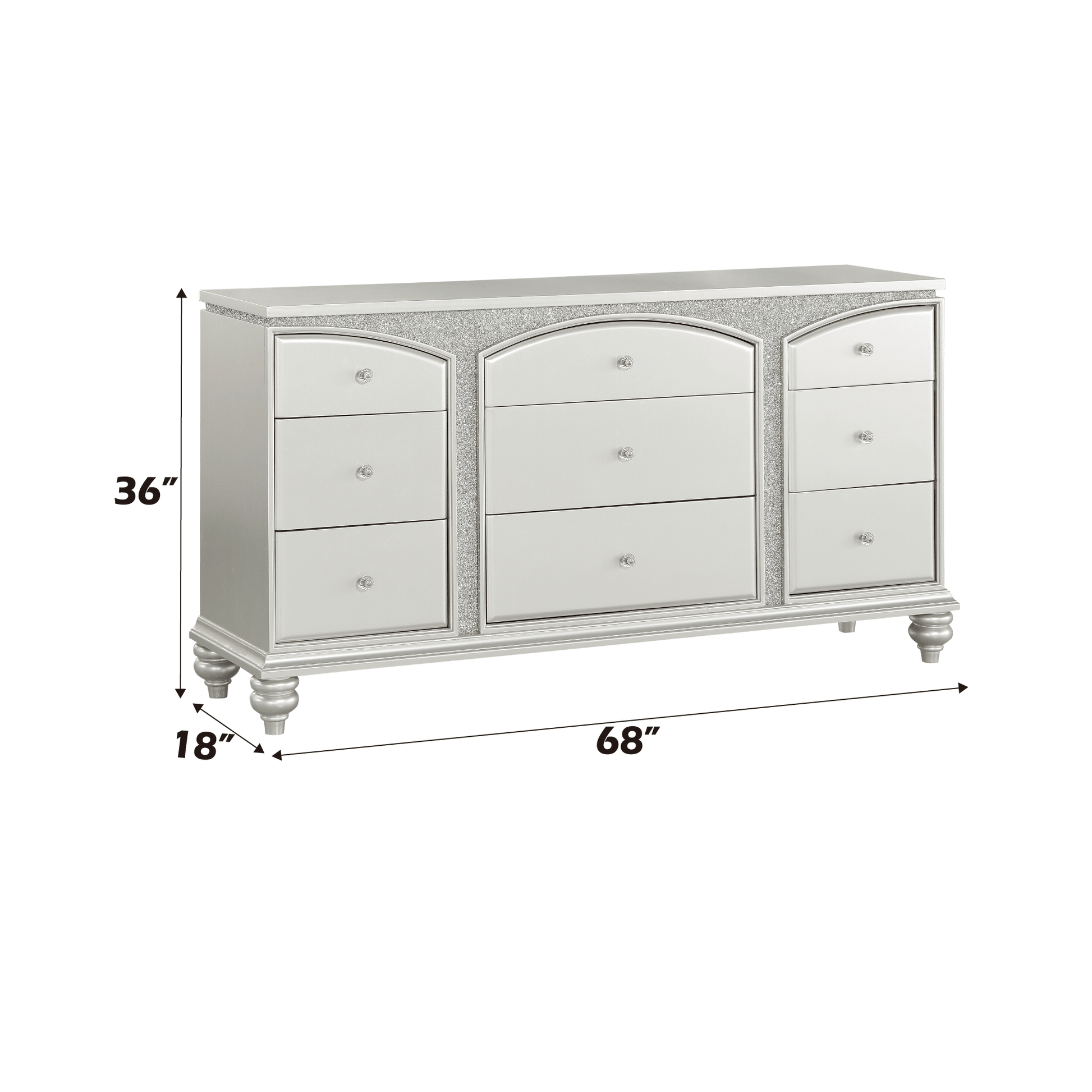 Maverick Platinum Finish Dresser - 1st Choice Furniture Direct