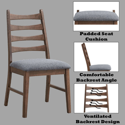 Mayah Dark Gray Linen & Walnut Finish Side Chair (Set of 2) - 1st Choice Furniture Direct