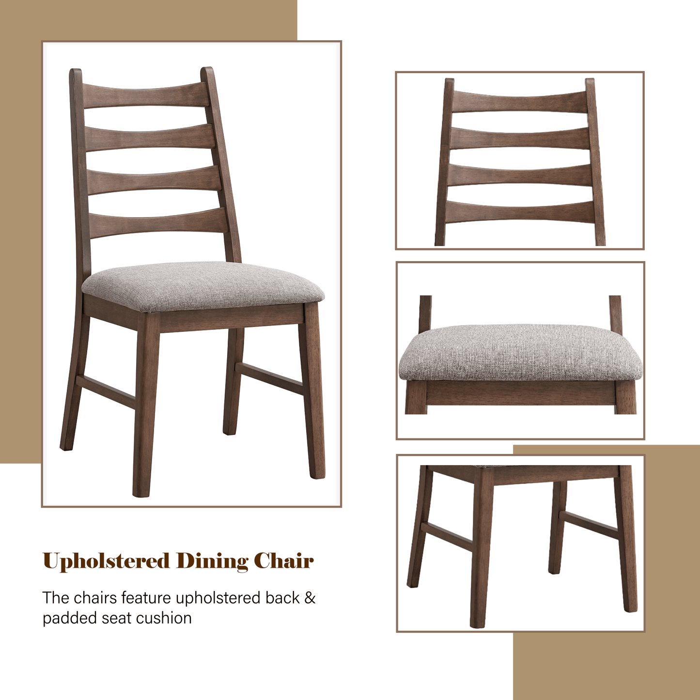 Mayah Gray Linen & Walnut Finish Side Chair (Set of 2) - 1st Choice Furniture Direct