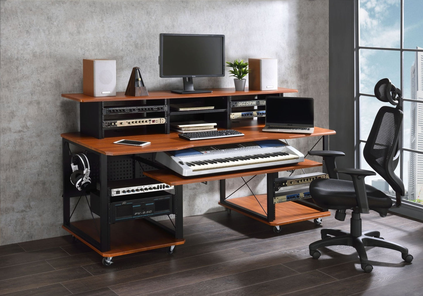 Megara Cherry & Black Finish Music Desk - 1st Choice Furniture Direct
