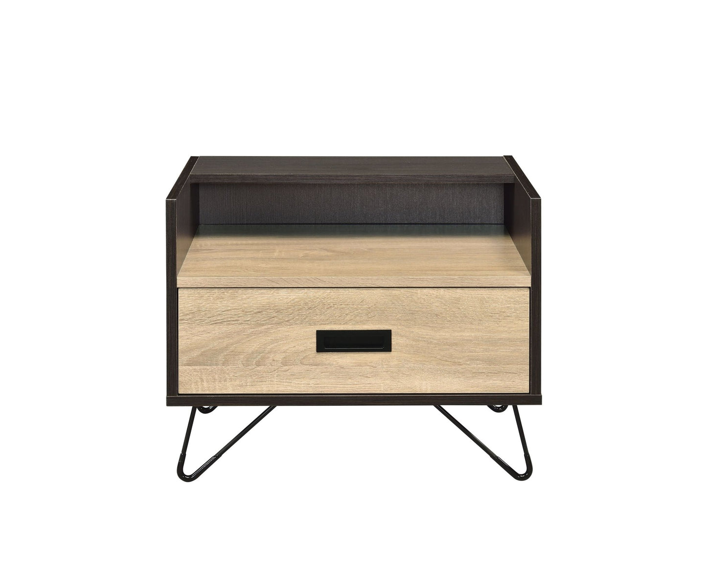 Melkree Oak & Black Finish Accent Table with Display & Utility Function - 1st Choice Furniture Direct