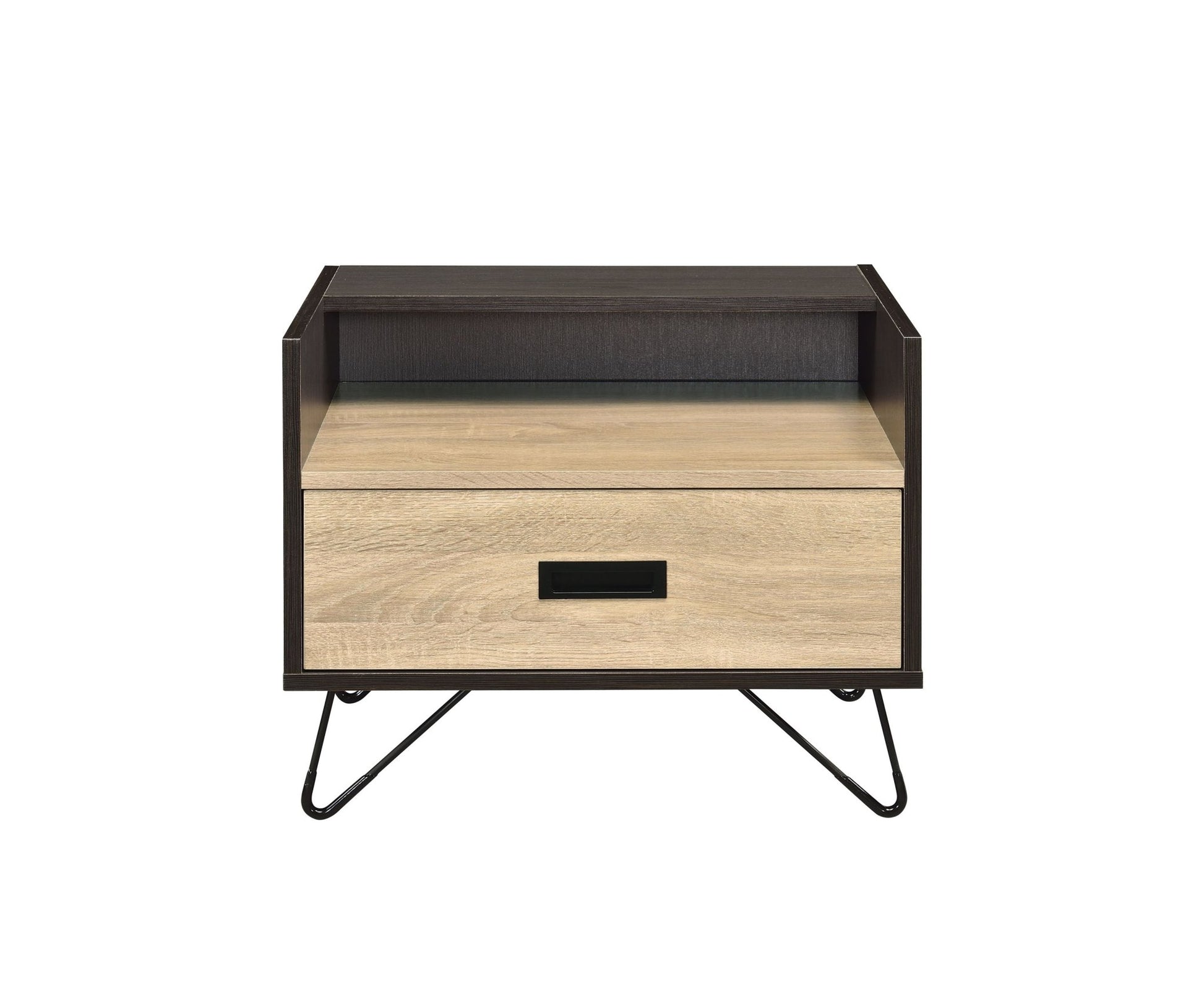 Melkree Oak & Black Finish Accent Table with Display & Utility Function - 1st Choice Furniture Direct