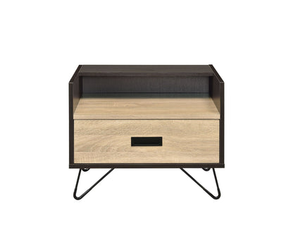 Melkree Oak & Black Finish Accent Table with Display & Utility Function - 1st Choice Furniture Direct