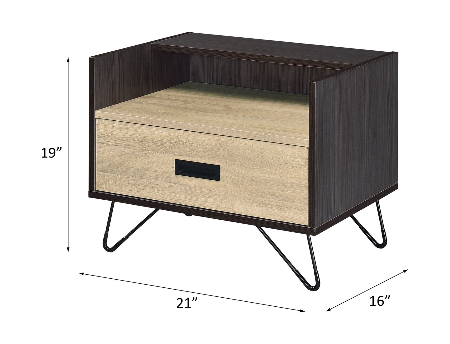 Melkree Oak & Black Finish Accent Table with Display & Utility Function - 1st Choice Furniture Direct